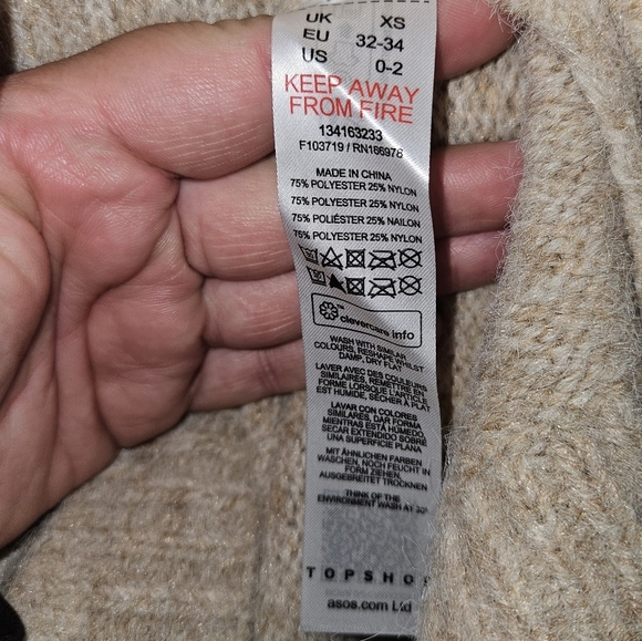 Topshop Oversized Knit Sweater/Sweater Dress, Size XS, Beige, NWT - Picture 5 of 5